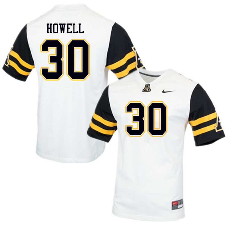 Men #30 Clayton Howell Appalachian State Mountaineers College Football Jerseys Sale-White